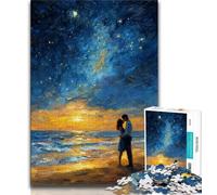 Puzzles 1000 pièces pour Adultes Couple sous Le Ciel Nocturne Puzzles pour Adultes, Jeux Amusants Chaque pièce est Unique - Jeu Familial Stimulant et Amusant (Taille 75x50cm)