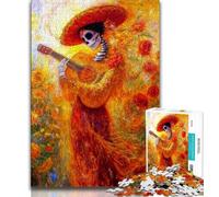 Puzzles 1000 pièces pour Adultes, crâne de Style Mexicain, Jouet éducatif et décompressant, Cadeau d'anniversaire, Cadeaux (38x26cm)