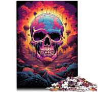 Puzzles 1000 pièces pour Adultes crâne d'enfer Fantastique coloré Puzzle pour Cadeaux 26x38cm Anti-Stress Vacances à la Maison Tuer Le Temps