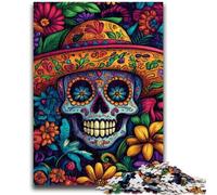 Puzzles 1000 pièces pour Adultes Crâne Mexicain Aidez Le Cerveau à exercer des Jouets addictifs pour cultiver la Patience Une œuvre d'art 50x75cm