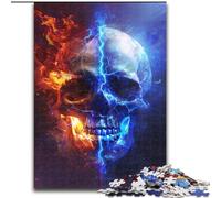 Puzzles 1000 pièces pour Adultes Crânes de Glace et de feu Puzzles pour Adultes 1000 pièces, ce Qui en Fait Un Excellent Cadeau pour s'amuser en Famille (Taille 26x38cm)