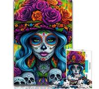 Puzzles 1000 pièces pour Adultes, Crânes mexicains, Filles, pour stimuler Le Cerveau, Jouets addictifs pour cultiver la Patience, Collection d'artistes, Beaux-Arts (75x50cm)