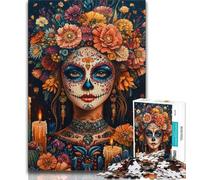 Puzzles 1000 pièces pour Adultes, crânes mexicains, Jouet éducatif Anti-Stress, Chaque pièce est Unique - Jeu Familial Stimulant et Amusant, adapté aux Enfants de 14 Ans et Plus 38x26cm.
