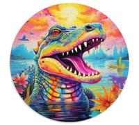 Puzzles 1000 pièces pour Adultes Crocodile du Nil psychédélique Puzzles 1000 pièces pour Adultes Conception Complexe pour Adolescents,décoration DIY et Divertissement Stimulant pour Le Cerveau