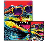 Puzzles 1000 pièces pour Adultes, Crocodiles du Nil colorés, Puzzles en Bois, soirées de Jeux en Famille, œuvres décoratives à Faire soi-même, 50x75cm/19,68x29,52 Pouces