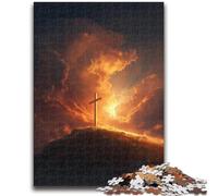 Puzzles 1000 pièces pour Adultes Croix au Coucher du Soleil Aidez Le Cerveau à exercer des Jouets addictifs pour cultiver la Patience Une œuvre d'art 50x75cm