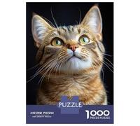 Puzzles 1000 Pièces pour Adultes Curious Tabby Cat Puzzle pour Adultes Jeux Relaxants Défi Difficile pour Anniversaire, Noël 70x50cm/1000pcs