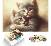 Puzzles 1000 pièces pour Adultes Deux Chatons Mignons Qui se Font Un câlin défi éducatif Renforcer l'amour Entre Les Couples 38x26cm