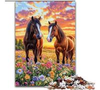 Puzzles 1000 pièces pour Adultes Deux Chevaux, Aide Le Cerveau à exercer des Jouets addictifs pour cultiver la Patience Décoration Parfaite (Taille 50x75cm)