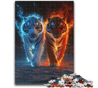 Puzzles 1000 pièces pour Adultes Deux Tigres Convient aux 14 Ans et Plus Jouet intellectuel Jeu éducatif pour Anniversaire et Noël 50x75cm