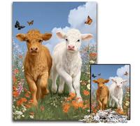 Puzzles 1000 pièces pour Adultes Deux Vaches Puzzles en Carton Jeux éducatifs Anti-Stress, Jouets de décoration pour la Maison pour Les 14 Ans 26x38cm