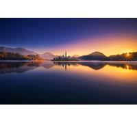 Puzzles 1000 pièces pour Adultes, Divertissement en Famille, Cadeaux pour Hommes, paysages naturels, Coucher de Soleil, lac, lac de Bled, lac 50 x 70 cm