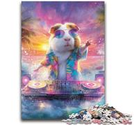 Puzzles 1000 pièces pour Adultes DJ Cochon d'Inde Anti-Stress Défi Difficile Décoration d'intérieur Unique et Cadeaux 50x75cm