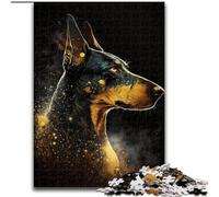 Puzzles 1000 pièces pour Adultes Doberman coloré Puzzles en Bois Taille 50x75cm Jeu de défi cérébral pour Adolescents et Interaction familiale