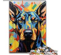 Puzzles 1000 pièces pour Adultes Doberman Graffiti Puzzles en Carton Taille 26x38cm Casse-tête DIY Stimulant pour Adolescents