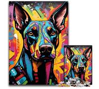Puzzles 1000 pièces pour Adultes Doberman Graffiti Puzzles Parfaits pour s'amuser en Famille, Jeux de société, Cadeaux de fête d'anniversaire 50x75cm/19,68x29,52 Pouces