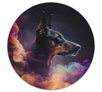 Puzzles 1000 pièces pour Adultes Doberman Nebula Puzzles Ronds 1000 pièces pour Adultes Casse-tête et décoration intérieure, Cadeau de Vacances idéal 67,5 x 67,5 cm