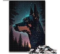 Puzzles 1000 pièces pour Adultes Doberman Pinscher en Bois, pour Les 14 Ans et Plus 50x75cm Stimulant et divertissant, activité familiale