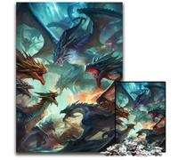 Puzzles 1000 pièces pour Adultes Dragon Battle Royale. Puzzles pour Adultes. Design Complexe pour Adolescents, décoration DIY et Divertissement Stimulant pour Le Cerveau. 50x75cm.