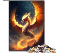 Puzzles 1000 pièces pour Adultes Dragon de feu au Paradis en Bois,décoration Artistique Parfaite à Faire soi-même ou Cadeau d'anniversaire 50x75cm Décoration d'œuvre d'art Jouet Intelligent