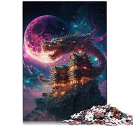 Puzzles 1000 pièces pour Adultes Dragon Japonais en Bois pour Jeu de Puzzle Stimulant et Jeu en Famille 19,7 x 29,5 Pouces