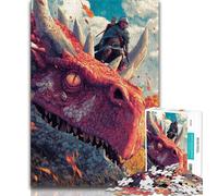 Puzzles 1000 pièces pour Adultes Dragon Knight, Superbe Cadeau, Chaque pièce est Unique - Jeu Familial Stimulant et Amusant adapté aux Personnes de 14 à 38cm