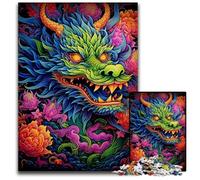 Puzzles 1000 pièces pour Adultes Dragon Volant Asiatique 14 pièces Puzzle en Bois Jeu de réflexion interactif pour Toute la Famille Convient aux Enfants de 14 Ans 1000 pièces (75 x 50 cm)