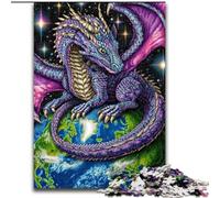 Puzzles 1000 pièces pour Adultes Dragon Volant Debout sur Terre, adapté aux Personnes de 14 Ans et Plus Jeux éducatifs Cadeaux du Père Noël Secret 26x38cm
