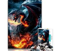 Puzzles 1000 pièces pour Adultes Dragon Volant Noir Fantastique pour Adultes et Adolescents Jeux éducatifs Anti-Stress Cadeaux et Jouets exceptionnels (50x75cm)