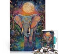 Puzzles 1000 pièces pour Adultes Éléphant majestueux Fabriqué en Carton Convient aux 14 Ans et Plus Cadeaux de décoration pour la Maison Cadeaux d'anniversaire et de Noël Uniques。Taille:38x52cm