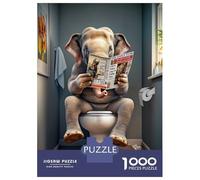 Puzzles 1000 Pièces pour Adultes Elephant on The Toilet Puzzle À Monter Soi-même, Un Jeu Amusant Et Humoristique, Idéal comme Cadeau pour Toute La Famille 70x50cm/1000pcs