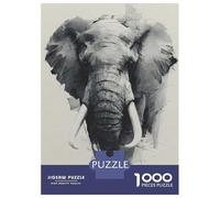 Puzzles 1000 Pièces pour Adultes Elephant Portrait in Grayscale Watercolor Style Puzzle Adulte, Jeu De Réflexion, Une Œuvre d'art, Activités Amusantes À La Maison, 70x50cm/1000pcs