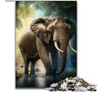 Puzzles 1000 pièces pour Adultes, éléphants, Puzzles Animaux en Bois, pour la Famille et Les Amis, défi cérébral 1000 pièces(50x75cm)