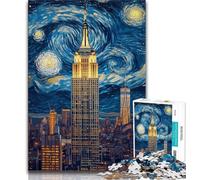Puzzles 1000 pièces pour Adultes Empire State Building Night Puzzles Jouets éducatifs Jeux Anti-Stress Cadeaux d'anniversaire Uniques 38x26cm