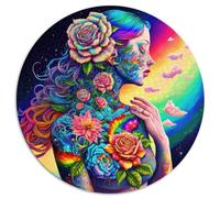Puzzles 1000 pièces pour Adultes Esprit Arc-en-Ciel Rond Puzzle Cadeau 100% Carton recyclé 26,5x26,5 Pouces