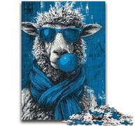 Puzzles 1000 pièces pour Adultes et Adolescents Alpaga Bleu Jeux éducatifs Décoration de la Maison Jeu éducatif pour Anniversaire, Noël 26x38cm