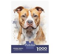 Puzzles 1000 Pièces pour Adultes Et Adolescents American Staffordshire Dog Puzzles Anti-Stress, Décoration Intérieure, Cadeaux Uniques d'anniversaire Et De Noël 52x38cm/1000pcs