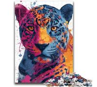 Puzzles 1000 pièces pour Adultes et Adolescents Art léopard Jeu Stimulant et Jeu en Famille Une œuvre d'art pour Les 14 Ans 50x75cm