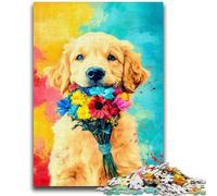 Puzzles 1000 pièces pour Adultes et Adolescents, bébé Golden Retriever, à partir de 14 Ans Difficile à réaliser, mais Amusant et Humoristique Superbes Cadeaux et Jouets 50x75cm