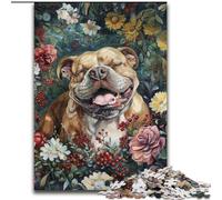 Puzzles 1000 pièces pour Adultes et Adolescents, Bouledogue dans Les Fleurs, Jouets Anti-Stress, Cadeaux d'anniversaire Uniques pour Les 14 Ans et Plus (Taille 50x75cm)