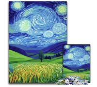 Puzzles 1000 pièces pour Adultes et Adolescents Champs sous Le Ciel Nocturne Puzzles en Carton Jeux éducatifs, avec Affiche et fiche de Questions-réponses pour Les 14 Ans et Plus 26x38cm