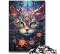 Puzzles 1000 pièces pour Adultes et Adolescents Chat coloré aux Grands Yeux pour Les 14 Ans et Plus Difficile à réaliser mais Amusant et Humoristique Superbes Cadeaux et Jouets 38x26cm