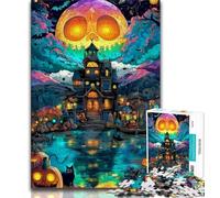 Puzzles 1000 pièces pour Adultes et Adolescents, Château d'halloween, Anti-Stress, Vacances à la Maison, avec Affiche et fiche de Questions-réponses Assorties (75x50cm)