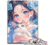 Puzzles 1000 pièces pour Adultes et Adolescents Chaton et Fille Convient aux 14 Ans et Plus Jeux familiaux Offrez des Cadeaux pour Toute la Famille 50x75cm
