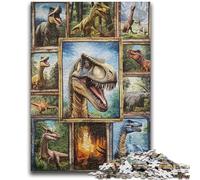Puzzles 1000 pièces pour Adultes et Adolescents, Collage de Dinosaures, Anti-Stress, défi Difficile avec Affiche et fiche de Questions-réponses Assorties 50x75cm