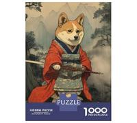 Puzzles 1000 Pièces pour Adultes Et Adolescents Corgi The Samurai Puzzles Anti-Stress, Décoration Intérieure, Cadeaux Uniques d'anniversaire Et De Noël 70x50cm/1000pcs