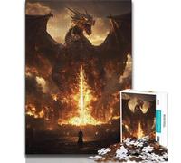 Puzzles 1000 pièces pour Adultes et Adolescents Dragon Knight, Jeu éducatif Familial avec pièces de Formes aléatoires entièrement emboîtables (38x26cm)