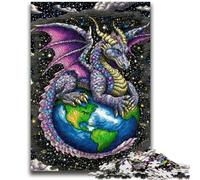 Puzzles 1000 pièces pour Adultes et Adolescents Dragon Volant Debout sur Terre pour Les 14 Ans et Plus Cadeaux intéressants pour la réduction du Stress pour Les Amis et la Famille 26x38cm