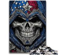 Puzzles 1000 pièces pour Adultes et Adolescents, Drapeau américain, crâne, Jouets éducatifs, Anti-Stress, Collection d'artistes, Beaux-Arts, 26x38cm