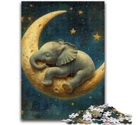 Puzzles 1000 pièces pour Adultes et Adolescents, éléphant endormi, Divertissement en Famille avec Affiche et fiche de Questions-réponses pour Les 14 Ans et Plus, 26x38cm